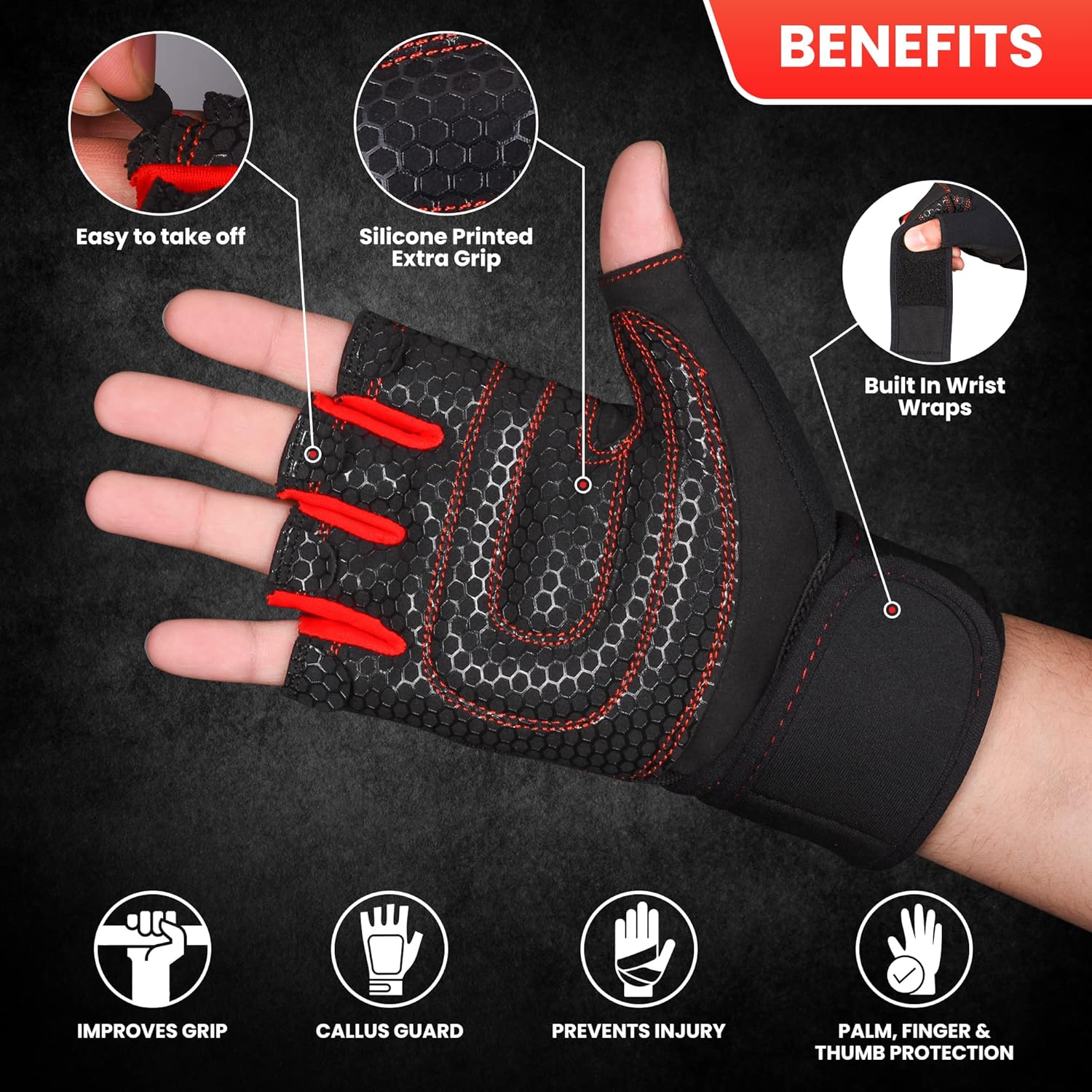 MAVIKS Workout Gloves for Men and Women Weight Lifting Gloves with Wrist Wrap Support for Gym Training Weightlifting Crossfit Pull Ups Exercise Gym Gloves for Ladies
