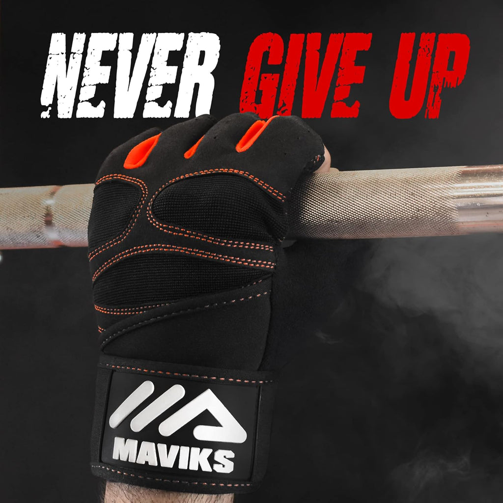 MAVIKS Workout Gloves for Men and Women Weight Lifting Gloves with Wrist Wrap Support for Gym Training Weightlifting Crossfit Pull Ups Exercise Gym Gloves for Ladies