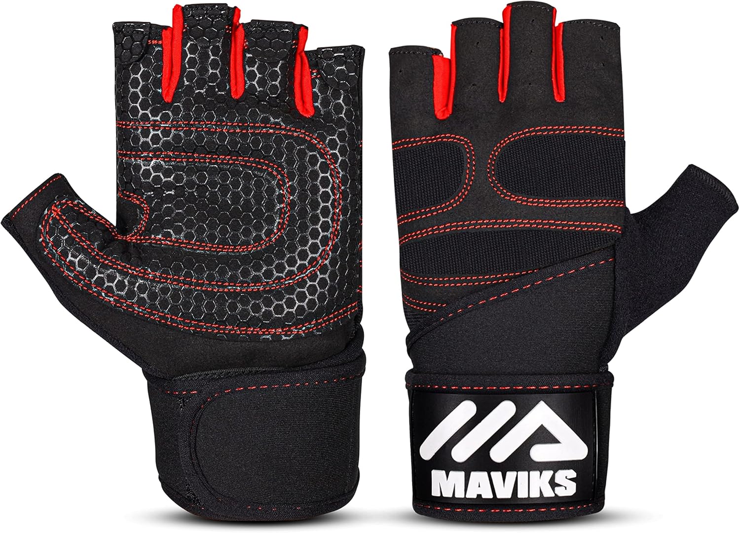 MAVIKS Workout Gloves for Men and Women Weight Lifting Gloves with Wrist Wrap Support for Gym Training Weightlifting Crossfit Pull Ups Exercise Gym Gloves for Ladies