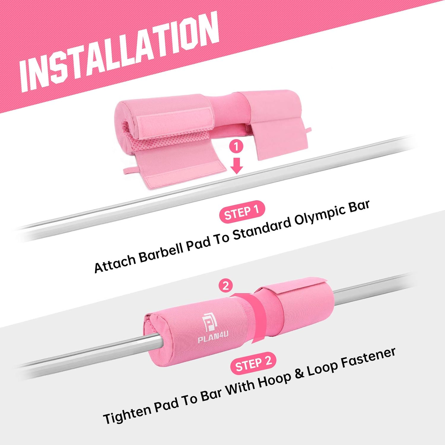 Plan4U Barbell Pad Set for Squat Hip Thrusts Upgraded Workout Foam Weight Lifting Bar Cushion Shoulder Neck Support with Anti-slip Grain, Fits Standard Olympic Bars and Smith Machine, 2 Gym Ankle Straps, Hip Resistance Band, Carry Bag